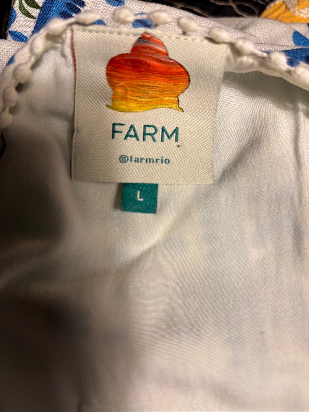 FARM Rio Maxi Dress Cream with Blue Floral and Parrot Motif - Picture 9 of 11
